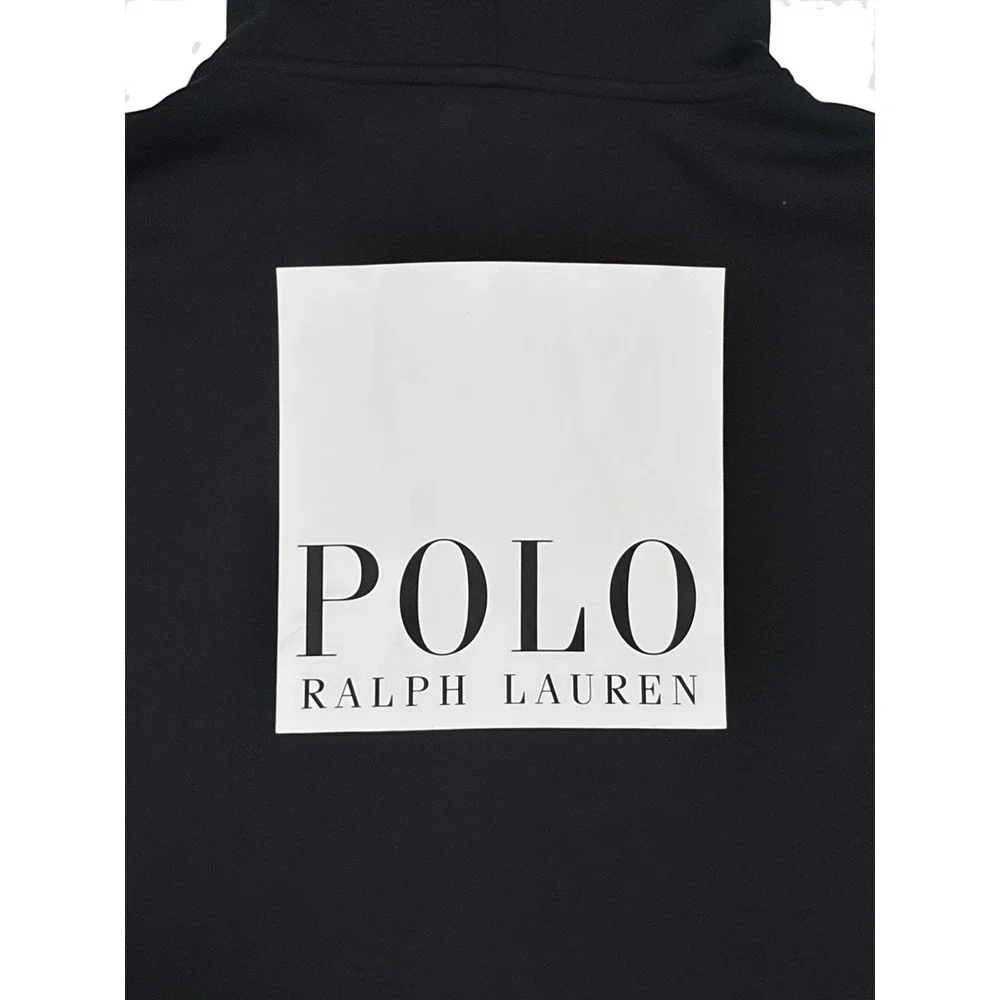 Polo Ralph Lauren Mens XL Double-Knit Full-Zip Back Logo Hoodie Spellout Black